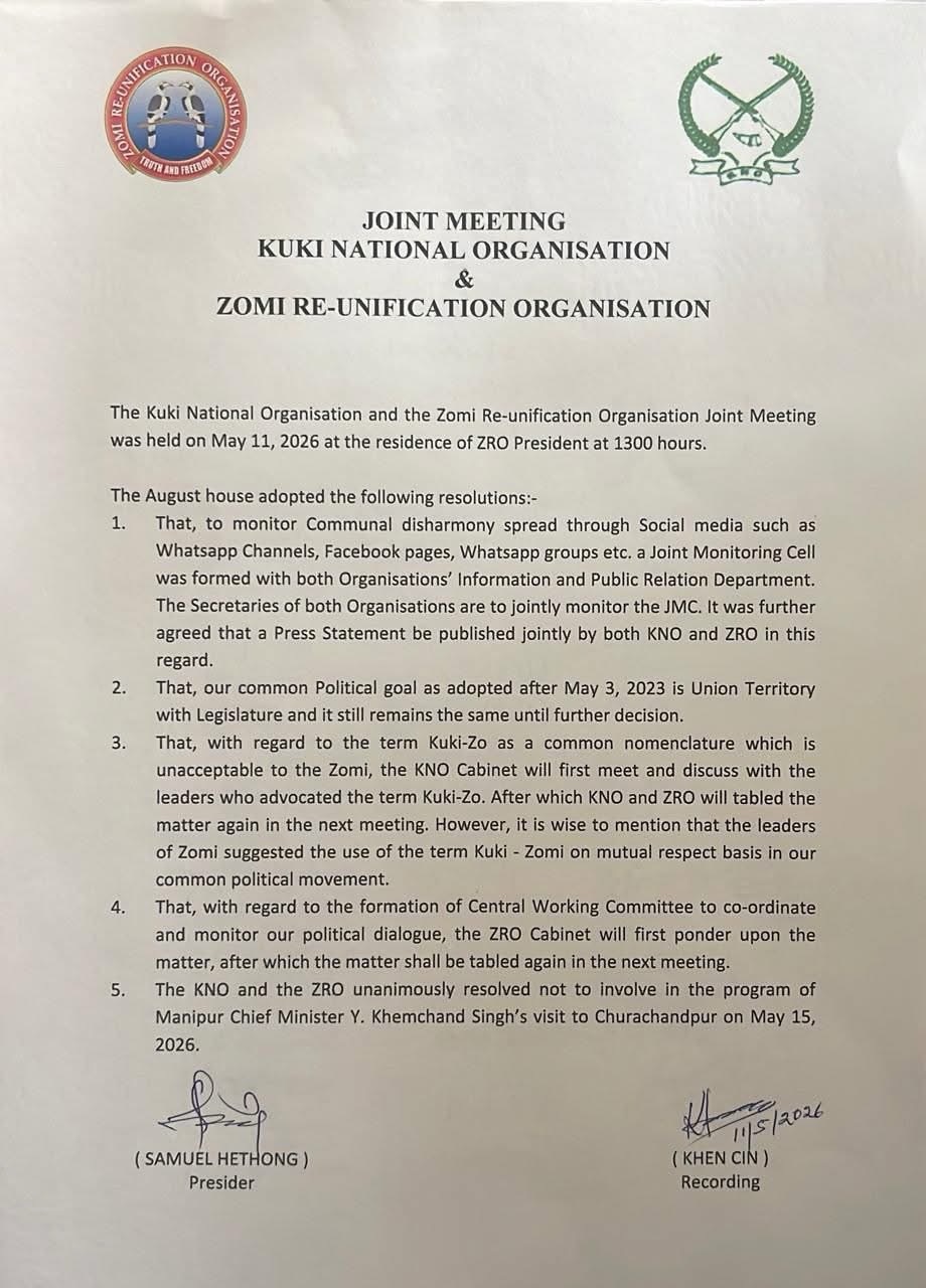 JOINT MEETINGKUKI NATIONAL ORGANISATION&ZOMI RE-UNIFICATION ORGANISATION